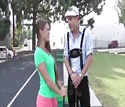 Beautiful teen getting fucked in the ass by a long-dicked hunk