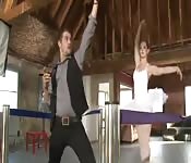 Tattooed teen sucking a long delicious dong