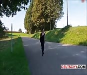 Amateur German MILF fucking outside