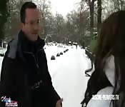 A blowjob to keep themselves warm